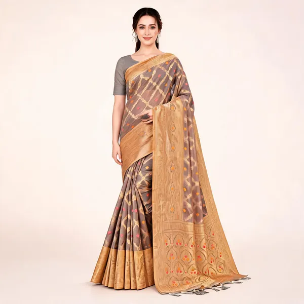 Grey_Organza_Silk_Zari_Woven_Banarasi_Saree_For_Women