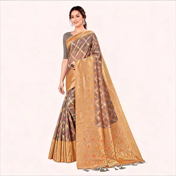 Grey_Organza_Silk_Zari_Woven_Banarasi_Saree_For_Women