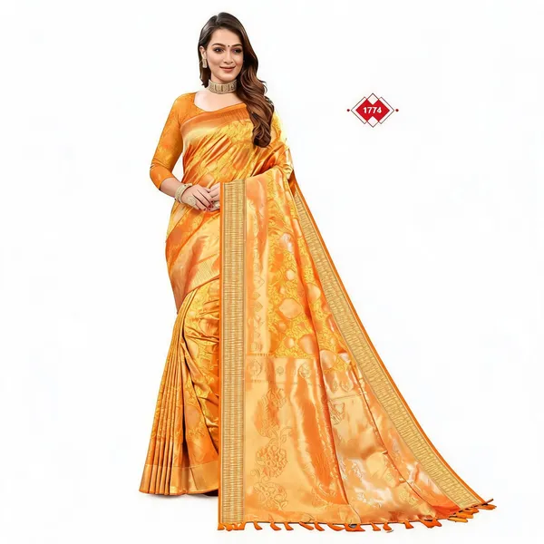 Yellow_Silk_Woven_Zari_Border_Kanjivaram_Saree_For_Women