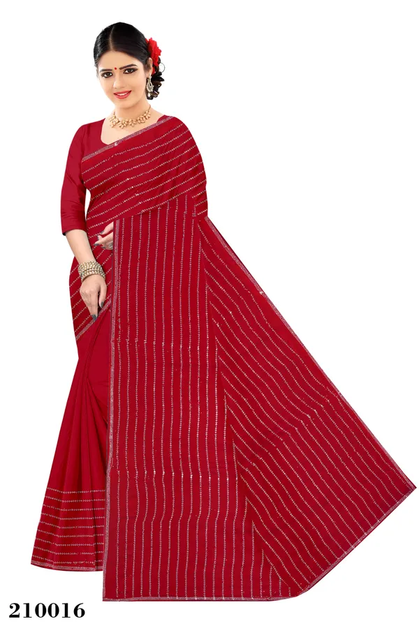 Maroon_Sequin_Diamond_Embellished_Striped_Saree_For_Women
