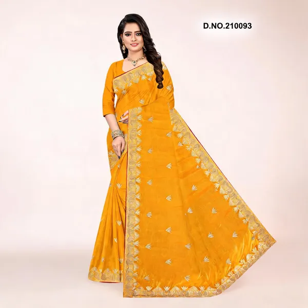 Mustard_Yellow_Gold_Georgette_Embroidered_Border_Saree_For_Women