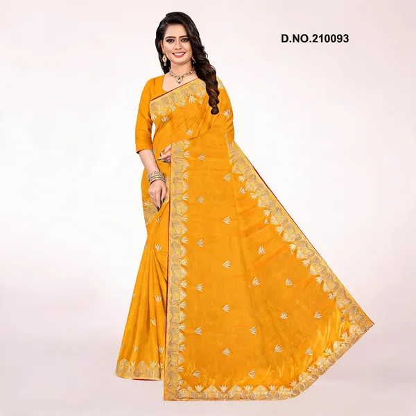 Mustard_Yellow_Gold_Georgette_Embroidered_Border_Saree_For_Women