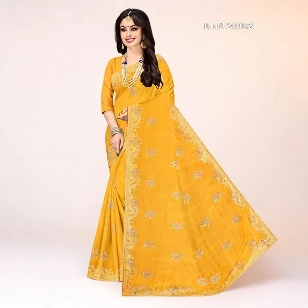 Yellow_Embroidered_Border_Saree_For_Women