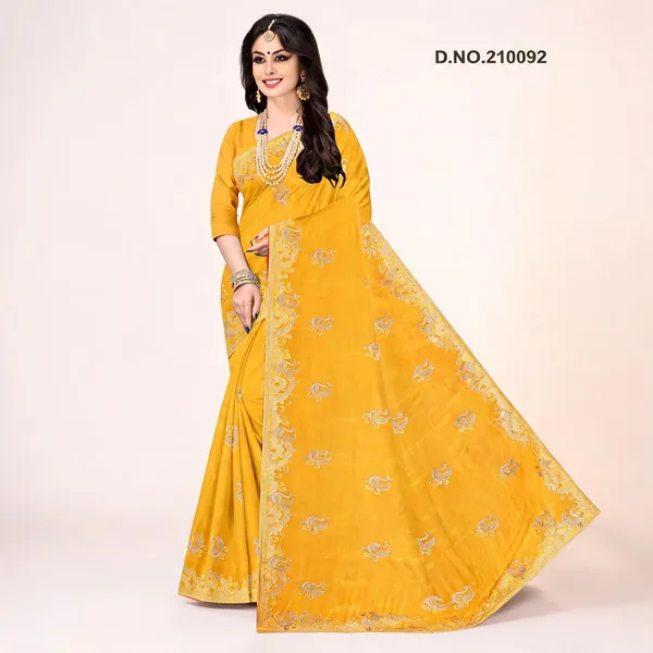 Yellow_Embroidered_Border_Saree_For_Women