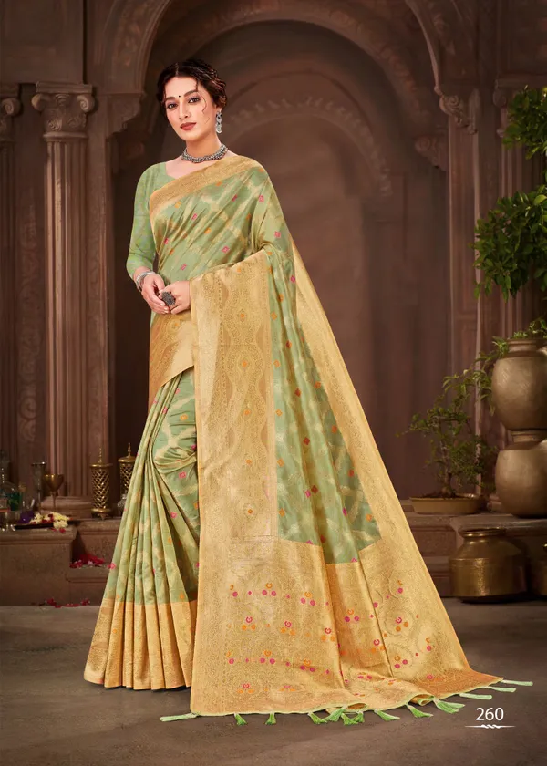Green_Organza_Silk_Woven_Golden_Zari_Border_Saree_For_Women