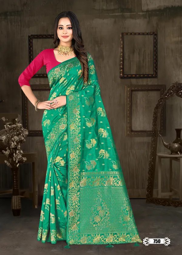 Green_Dola_Silk_Zari_Woven_Floral_Banarasi_Saree_For_Women