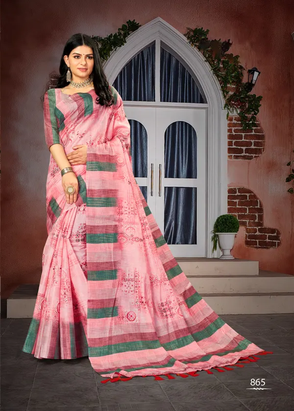 Pink_Cotton_Digital_Printed_Border_Saree_For_Women