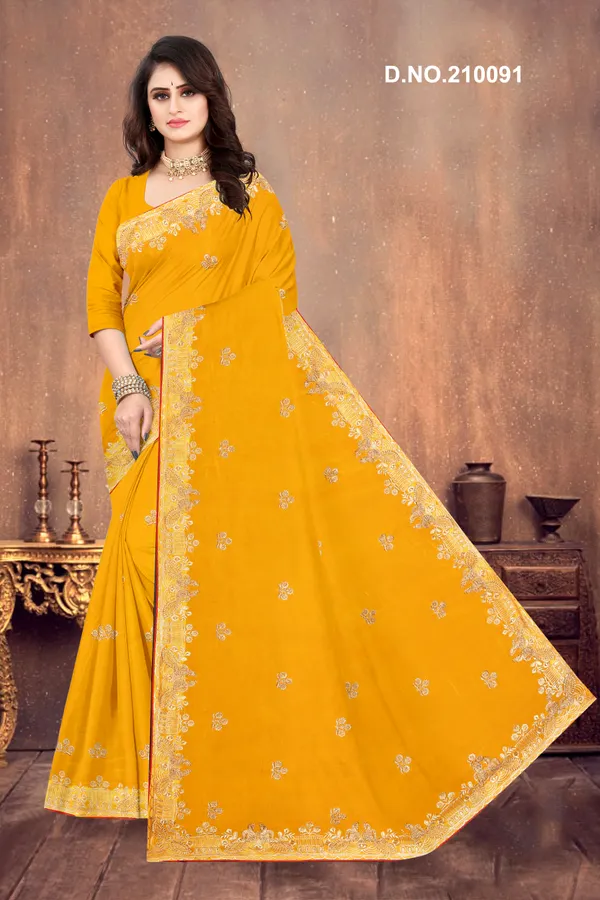 Mustard_Yellow_Woven_Embroidered_Border_Saree_For_Women