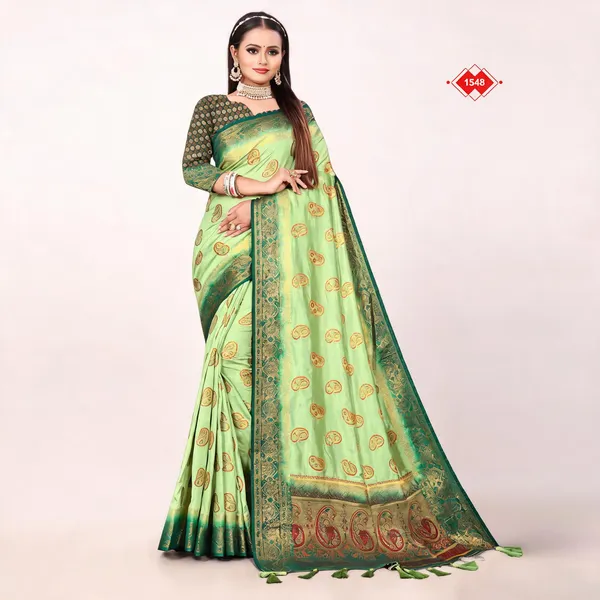 Green_Dola_Silk_Woven_Paisley_Zari_Border_Banarasi_Saree_For_Women