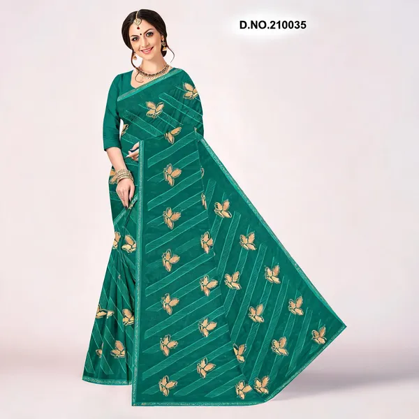 Green_Shimmer_Floral_Motif_Embroidered_Saree_For_Women