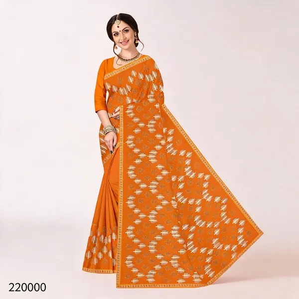 Orange_Shimmer_Embroidered_Border_Saree_For_Women