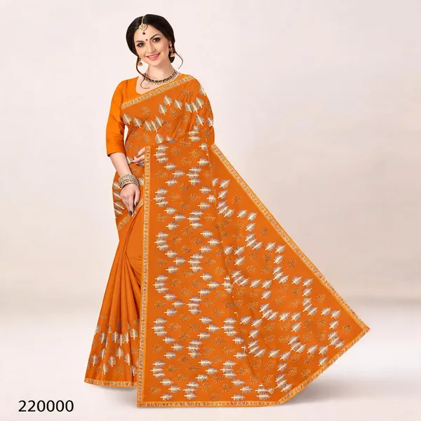 Orange_Shimmer_Embroidered_Border_Saree_For_Women