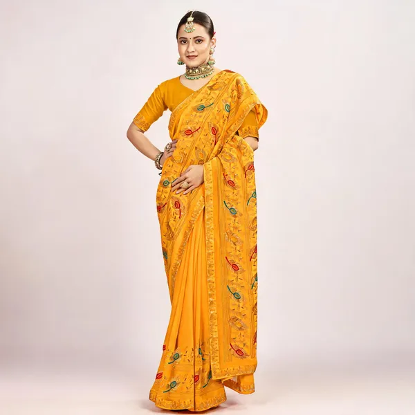 Yellow_Georgette_Floral_Embroidered_Ethnic_Saree_For_Women