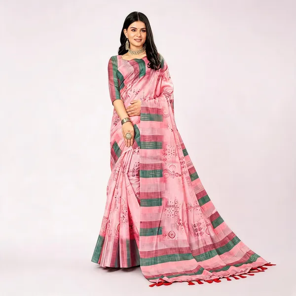 Pink_Cotton_Digital_Printed_Border_Saree_For_Women