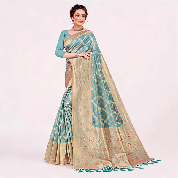 Sky_Blue_Organza_Silk_Zari_Woven_Banarasi_Saree_For_Women