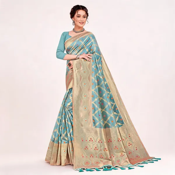Sky_Blue_Organza_Silk_Zari_Woven_Banarasi_Saree_For_Women
