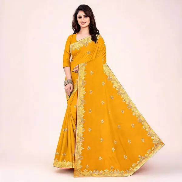 Mustard_Yellow_Woven_Embroidered_Border_Saree_For_Women