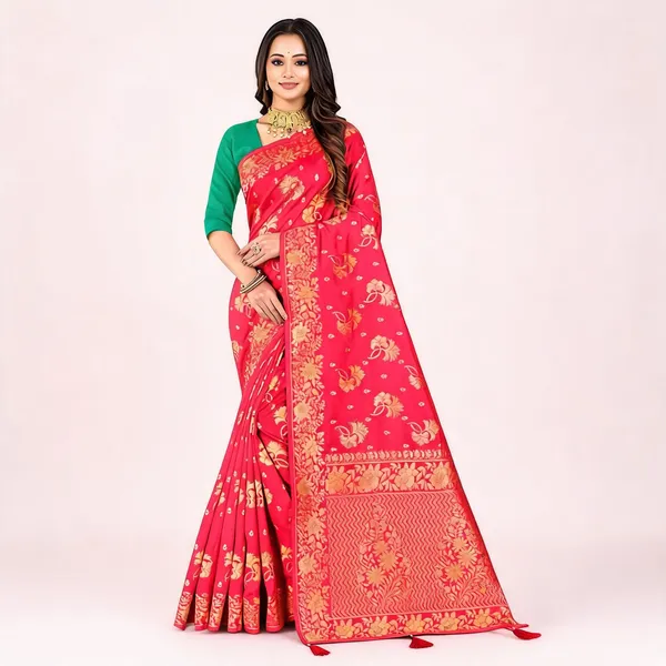 Pink_Dola_Silk_Woven_Floral_Zari_Banarasi_Saree_For_Women