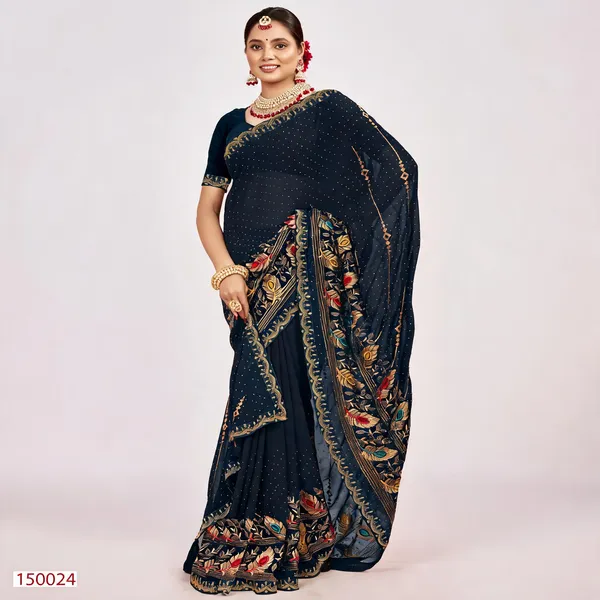 Navy_Blue_Georgette_Embroidered_Border_Saree_For_Women