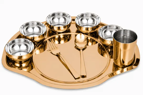 UPCW_9_PIECE_MAHARAJA_STAINLESS_STEEL_THALI_SET_WITH_PVD_ROSE_GOLD_FINISH