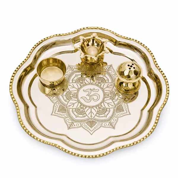 UPCW_TWOTONE_POOJA_THALI_SET_WITH_BRASS_BIDING_SET_OF_4
