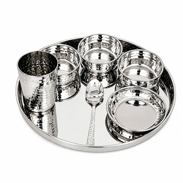 UPCW_HAMMERED_STAINLESS_STEEL_DINNER_THALI_SET_7_PIECES_WITHOUT_LAZER