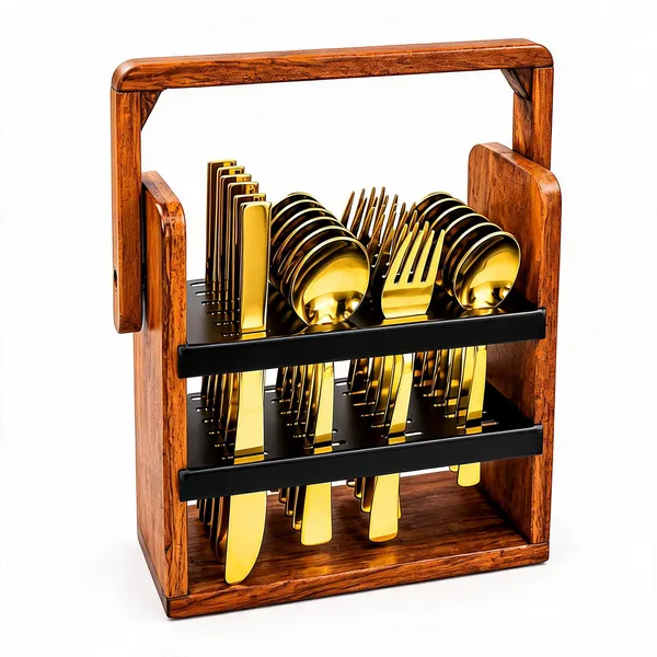 UPCW_IMPRESS_DESIGN_PREMIUM_GOLD_PVD_CUTLERY_SET_WITH_WOODEN_HOLDER_24_PIECES_SET