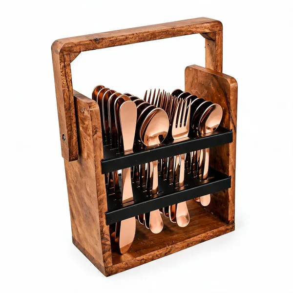 UPCW_ROYAL_DESIGN_14_G_EXCLUSIVE_WOODEN_CUTLERY_SET_WITH_ROSE_GOLD_PVD_FINISH
