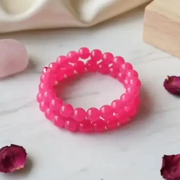 Pink_imported_glass_beads_Bracelet_For_Women