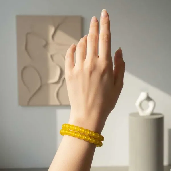 Yellow_imported_glass_beads_Bracelet_For_Women