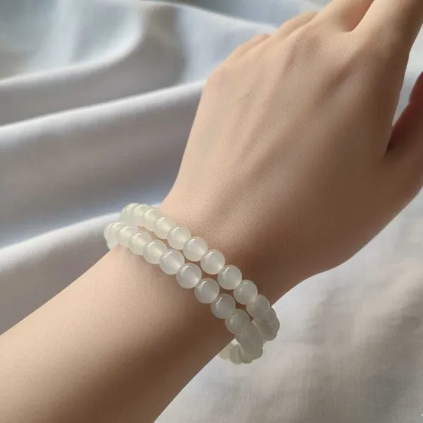 White_imported_glass_beads_Bracelet__For_Women
