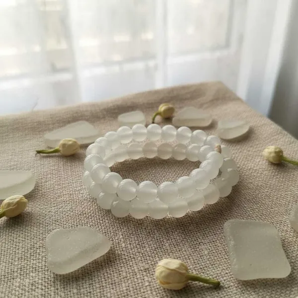 White_imported_glass_beads_Bracelet__For_Women