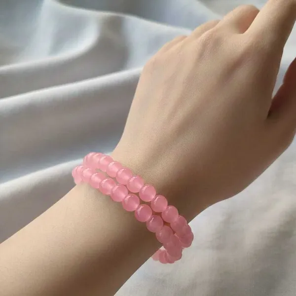Pink_imported_glass_beads_Bracelet_For_Women