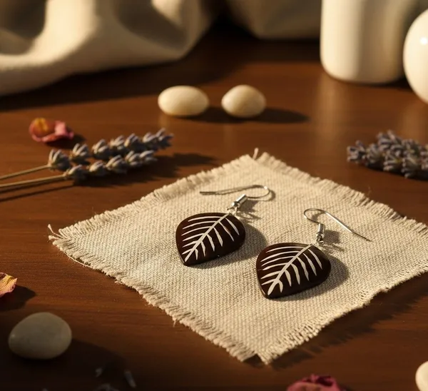 Brown__And_White_Coconut_Shell__Earrings__For_Women