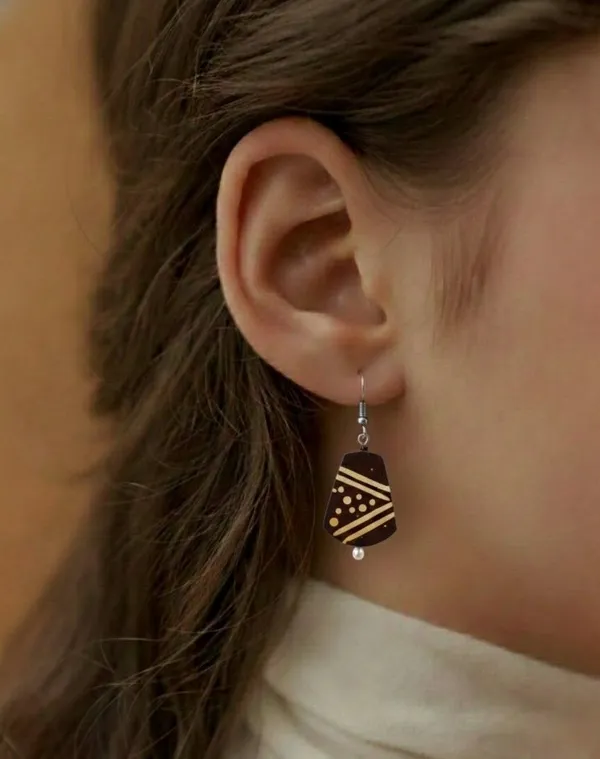 Brown__And_White_Coconut_Shell_And_Semi_Precious_Stones_Earrings__For_Women