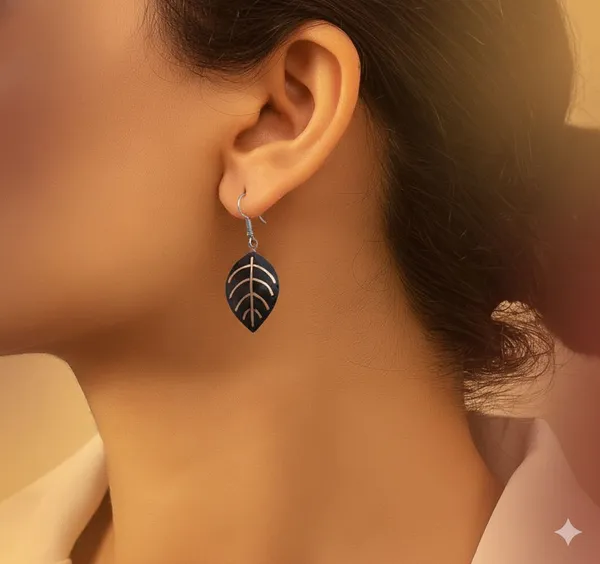 Brown__And_White_Coconut_Shell_And_Semi_Precious_Stones_Earrings__For_Women