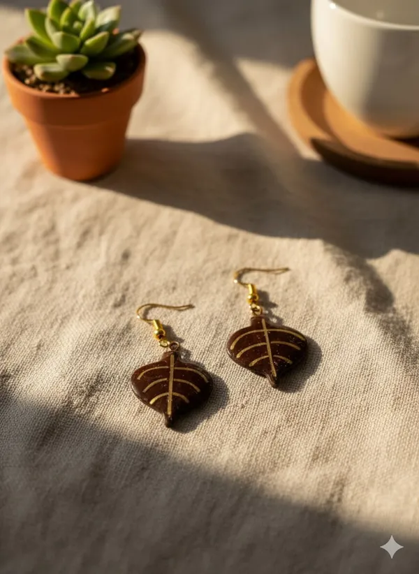 Brown__And_White_Coconut_Shell_And_Semi_Precious_Stones_Earrings__For_Women