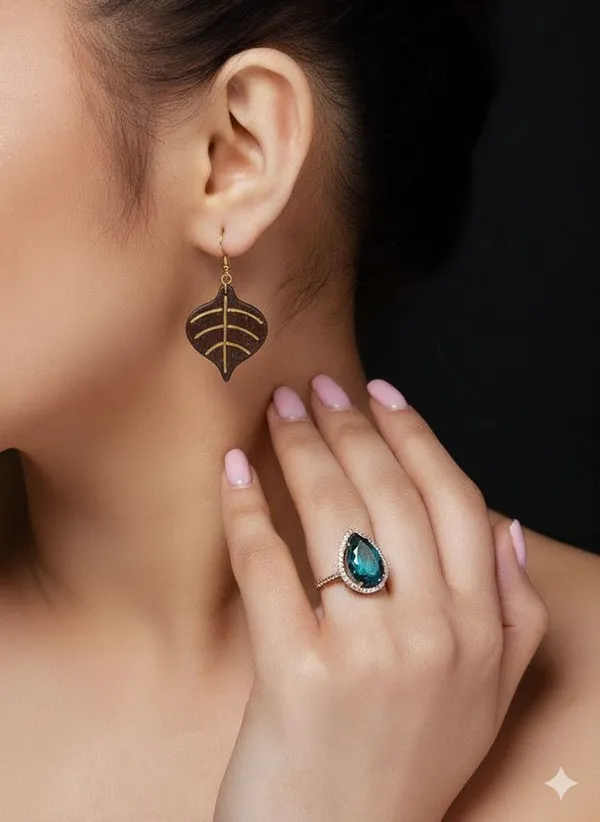 Brown__And_White_Coconut_Shell_And_Semi_Precious_Stones_Earrings__For_Women