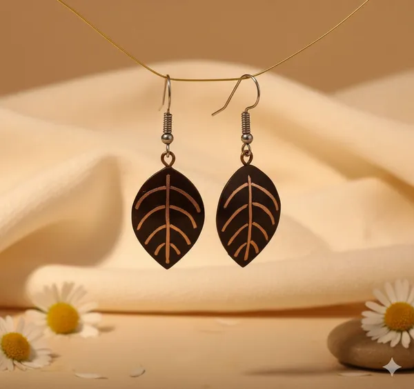 Brown__And_White_Coconut_Shell_And_Semi_Precious_Stones_Earrings__For_Women