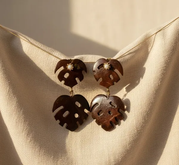 Brown__And_White_Coconut_Shell_Earrings__For_Women
