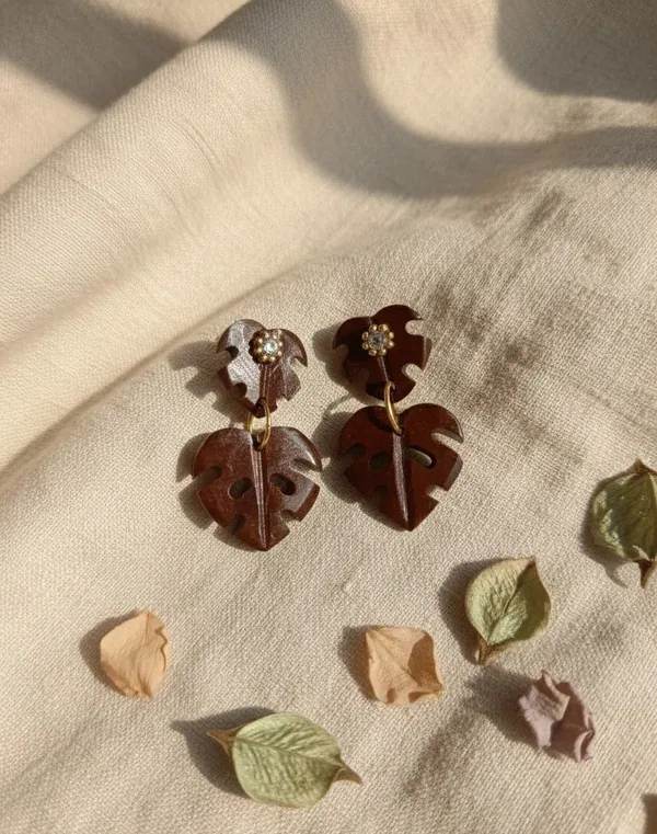 Brown__And_White_Coconut_Shell_Earrings__For_Women