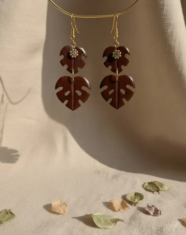 Brown__And_White_Coconut_Shell_Earrings__For_Women