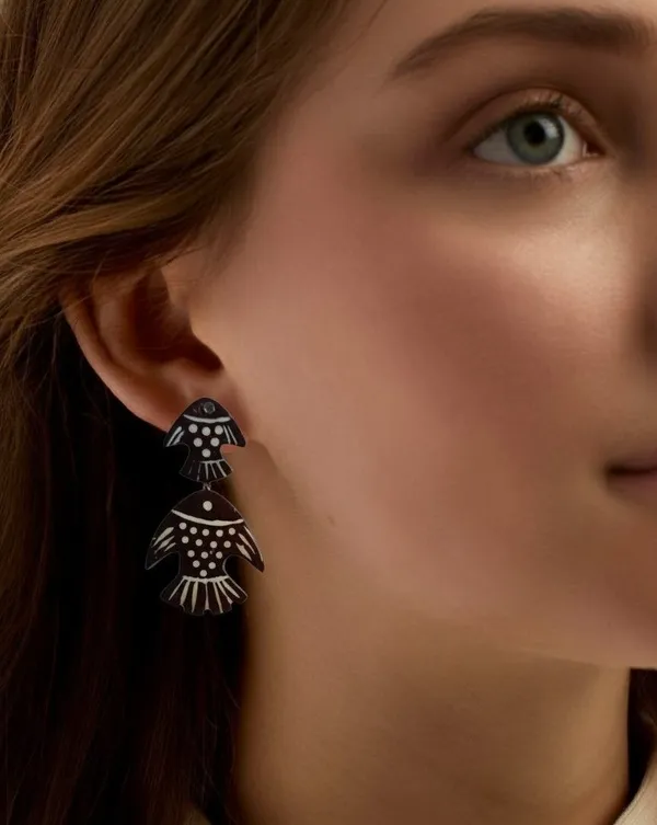Brown__And_White_Coconut_Shell_Earrings__For_Women