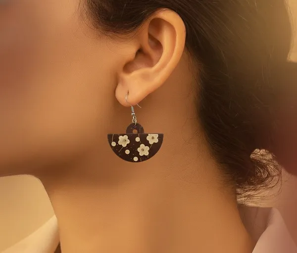 Brown__And_White_Coconut_Shell_Dangle_Earrings__For_Women