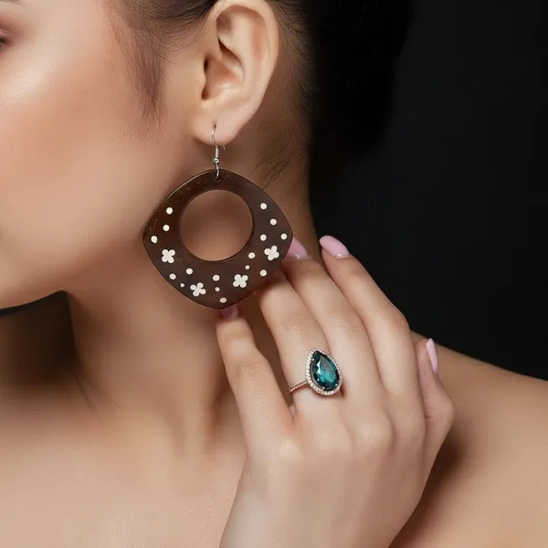 Brown__And_White_Coconut_Shell__Earrings__For_Women