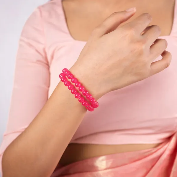 Pink_imported_glass_beads_Bracelet_For_Women