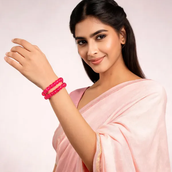 Pink_imported_glass_beads_Bracelet_For_Women