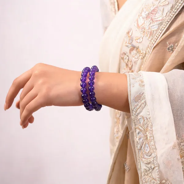 Blue_imported_glass_beads_Bracelet__For_Women