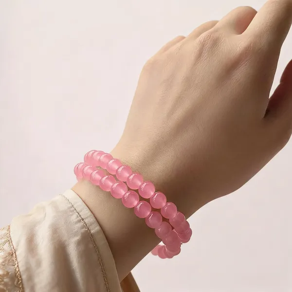 Pink_imported_glass_beads_Bracelet_For_Women