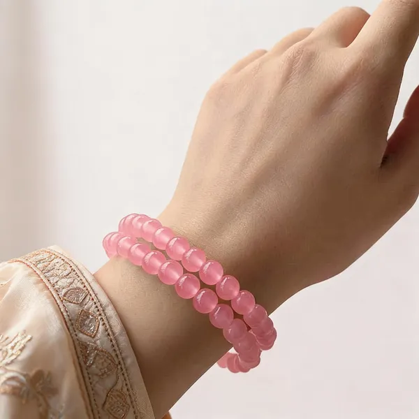 Pink_imported_glass_beads_Bracelet_For_Women